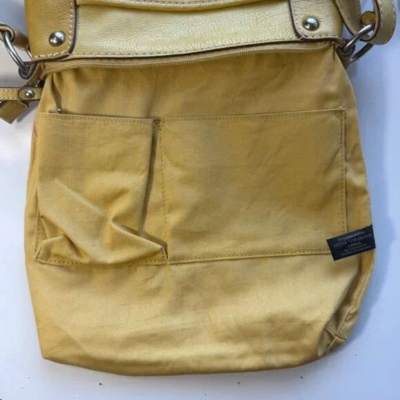 Fossil Women’s Leather Crossbody Bag Yellow Adjustable Strap - Picture 8 of 16